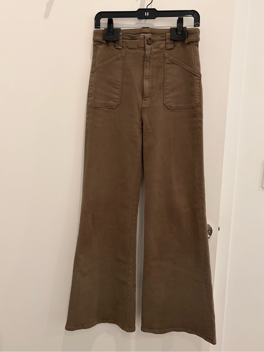MOTHER High-Rise, Wide-Leg Jeans in Taupe